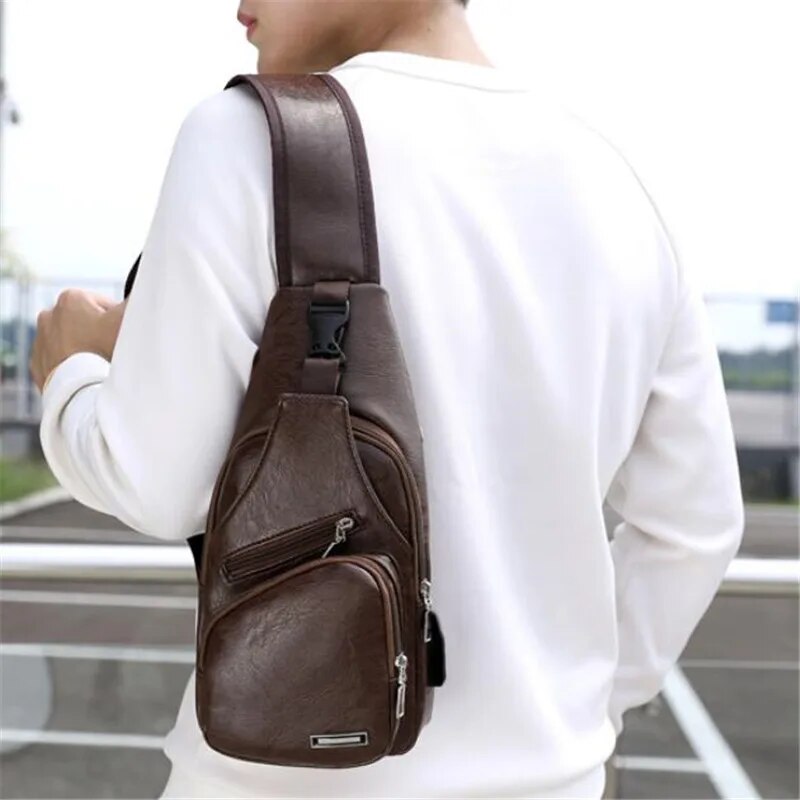 Bolso cruzado de cuerina para hombre