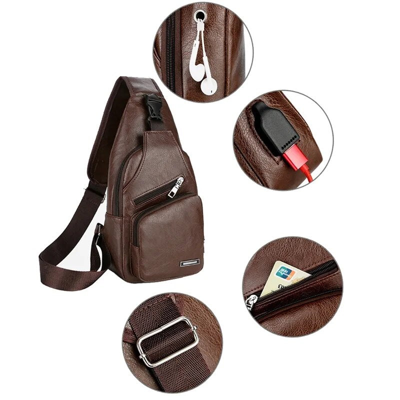 Bolso cruzado de cuerina para hombre